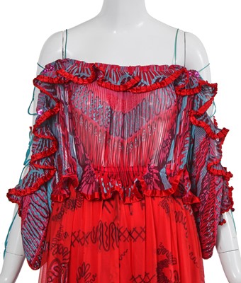 Lot 414 - A Zandra Rhodes printed chiffon dress, 1975