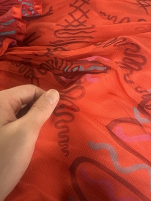 Lot 414 - A Zandra Rhodes printed chiffon dress, 1975