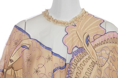 Lot 411 - A Zandra Rhodes printed chiffon dress, 'Painted Lady' collection, Autumn-Winter 1978-79