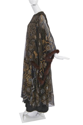 Lot 112 - A special-order Zandra Rhodes printed black chiffon kaftan, 2011