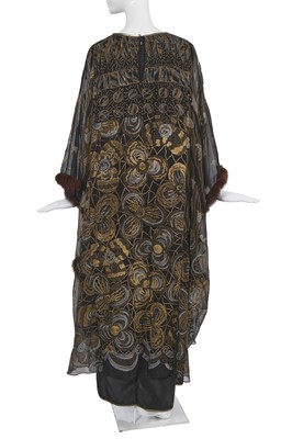 Lot 112 - A special-order Zandra Rhodes printed black chiffon kaftan, 2011