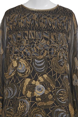 Lot 112 - A special-order Zandra Rhodes printed black chiffon kaftan, 2011