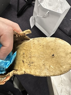 Lot 545 - A pair of rare brocaded silk high-fashion mules, Palermo, Italy, 1700-1720