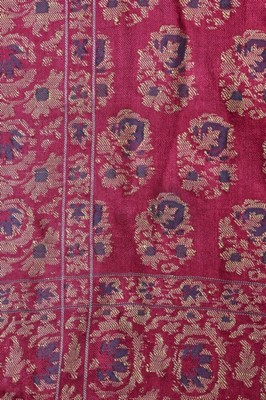 Lot 400 - A woven silk square shawl, probably French,...