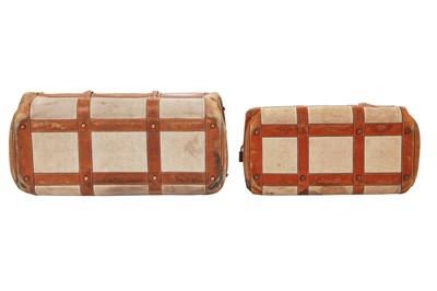 Lot 94 - Two Hermès canvas and leather travel/overnight bags, 1960s
