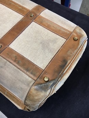 Lot 94 - Two Hermès canvas and leather travel/overnight bags, 1960s