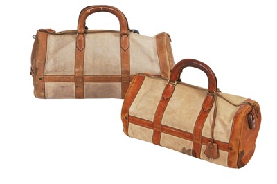 Lot 94 - Two Hermès canvas and leather travel/overnight bags, 1960s