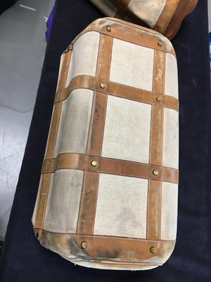 Lot 94 - Two Hermès canvas and leather travel/overnight bags, 1960s
