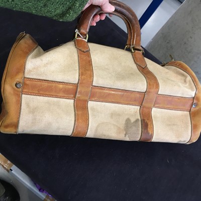 Lot 94 - Two Hermès canvas and leather travel/overnight bags, 1960s