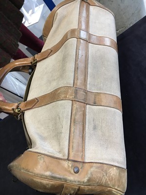 Lot 94 - Two Hermès canvas and leather travel/overnight bags, 1960s