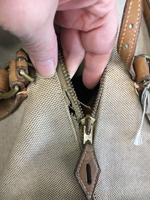 Lot 94 - Two Hermès canvas and leather travel/overnight bags, 1960s