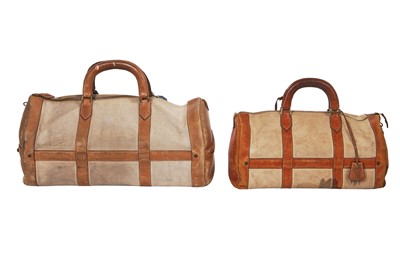 Lot 94 - Two Hermès canvas and leather travel/overnight bags, 1960s