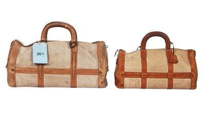 Lot 94 - Two Hermès canvas and leather travel/overnight bags, 1960s