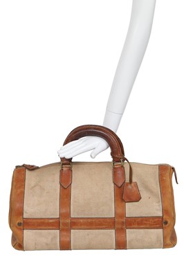 Lot 94 - Two Hermès canvas and leather travel/overnight bags, 1960s