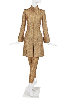 Lot 35 - A Chanel haute couture by Karl Lagerfeld gold brocatelle cocktail ensemble, Spring-Summer 1996