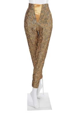 Lot 35 - A Chanel haute couture by Karl Lagerfeld gold brocatelle cocktail ensemble, Spring-Summer 1996