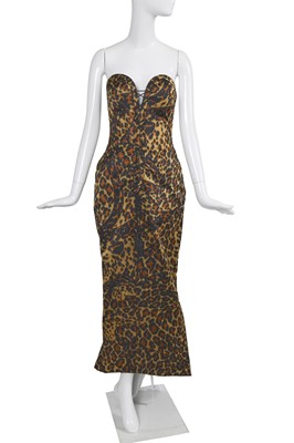 Lot 375 - An Yves Saint Laurent haute couture leopard print 'Golden Tigress' sheath, Autumn-Winter 1986-87