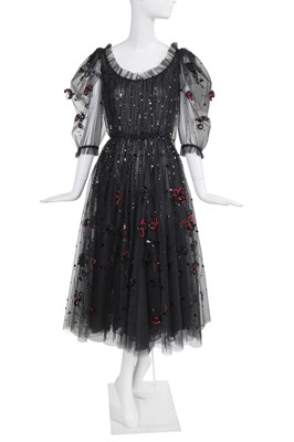 Lot 445 - An Yves Saint Laurent haute couture black tulle evening gown, late 1970s-early 1980s