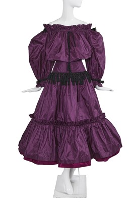 Lot 446 - An Yves Saint Laurent haute couture purple taffeta evening ensemble, a re-edition of his 1976 'Russian' collection, 2002