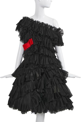 Lot 29 - A Chanel haute couture by Karl Lagerfeld layered and pleated black organza cocktail dress, Autumn-Winter 2000-01