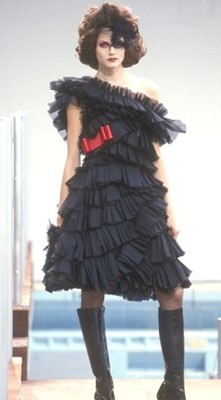 Lot 29 - A Chanel haute couture by Karl Lagerfeld layered and pleated black organza cocktail dress, Autumn-Winter 2000-01