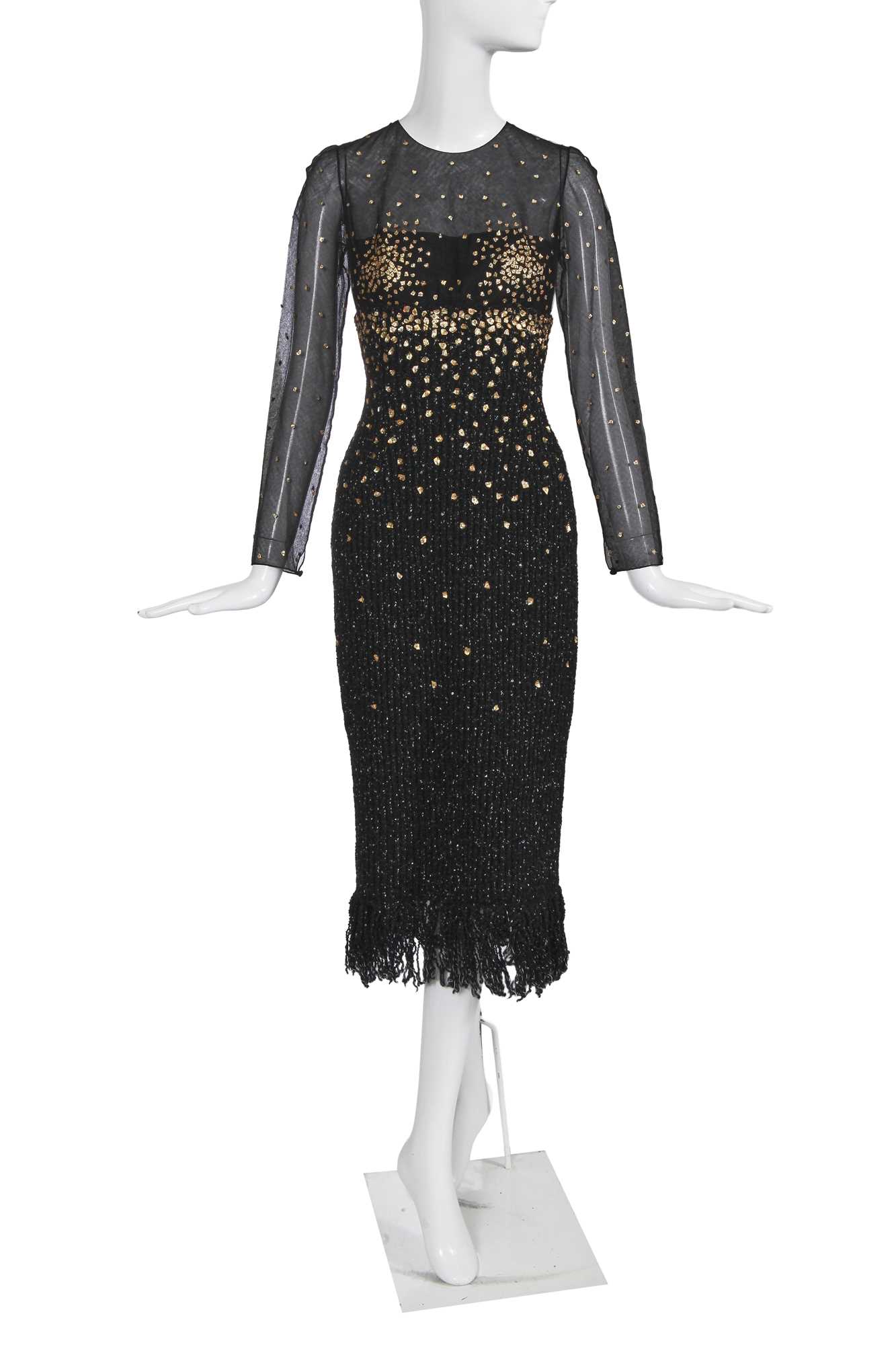 Lot 38 - A Chanel haute couture by Karl Lagerfeld gold embroidered evening gown, Autumn-Winter 1993-94