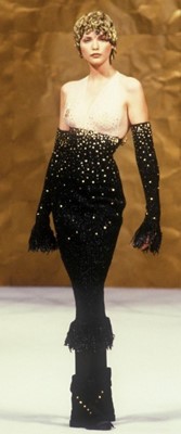 Lot 38 - A Chanel haute couture by Karl Lagerfeld gold embroidered evening gown, Autumn-Winter 1993-94