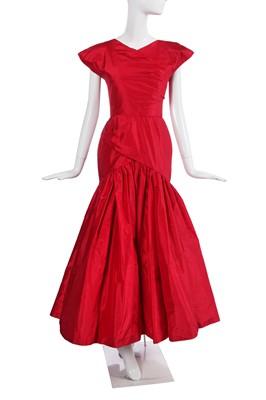 Lot 399 - An haute couture rose-pink taffeta evening gown, 1980s