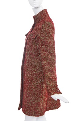 Lot 17 - A Chanel by Karl Lagerfeld green and red bouclé tweed coat, Autumn-Winter 2014-15