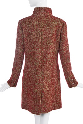 Lot 17 - A Chanel by Karl Lagerfeld green and red bouclé tweed coat, Autumn-Winter 2014-15
