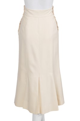 Lot 51 - A Chanel haute couture by Karl Lagerfeld cream wool skirt, Spring-Summer 1985