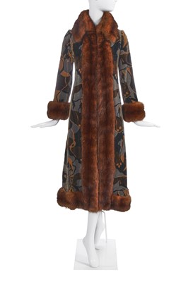 Lot 450 - A Nina Ricci haute couture printed velvet coat, 1970s