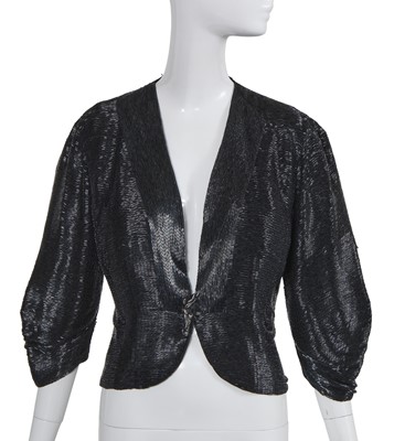 Lot 510 - A black bugle beaded evening jacket attributed to Elsa Schiaparelli, Autumn-Winter 1938-39