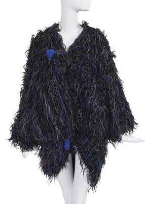 Lot 198 - An Issey Miyake black and blue yarn cocoon jacket, Autumn-Winter 1985-86