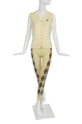 Lot 325 - A Vivienne Westwood Argyll knit pair of leggings and a waistcoat, 'Voyage to Cythera' collection, Autumn-Winter 1989-90