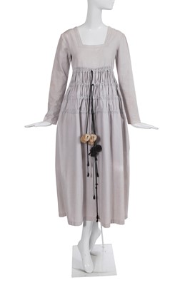 Lot 317 - A rare John Galliano dove-grey cotton dress/jumpsuit, 'Fallen Angels' collection, Spring-Summer 1986