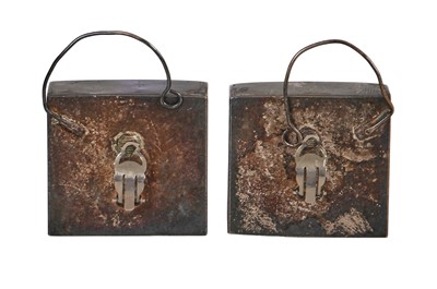Lot 78 - A pair of Madame Grès by Robert Goossens patinated metal earrings, circa 1960