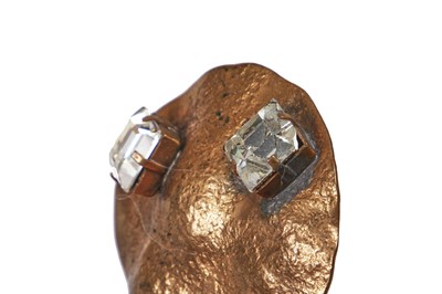 Lot 75 - A pair of Madame Grès by Robert Goossens hammered and textured bronze earrings, 1969
