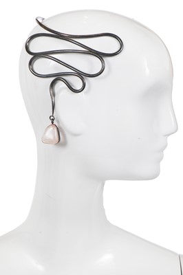 Lot 76 - A Madame Grès by Robert Goossens metal and poured glass diadem, 1960s