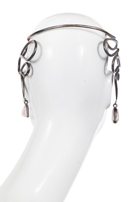 Lot 76 - A Madame Grès by Robert Goossens metal and poured glass diadem, 1960s