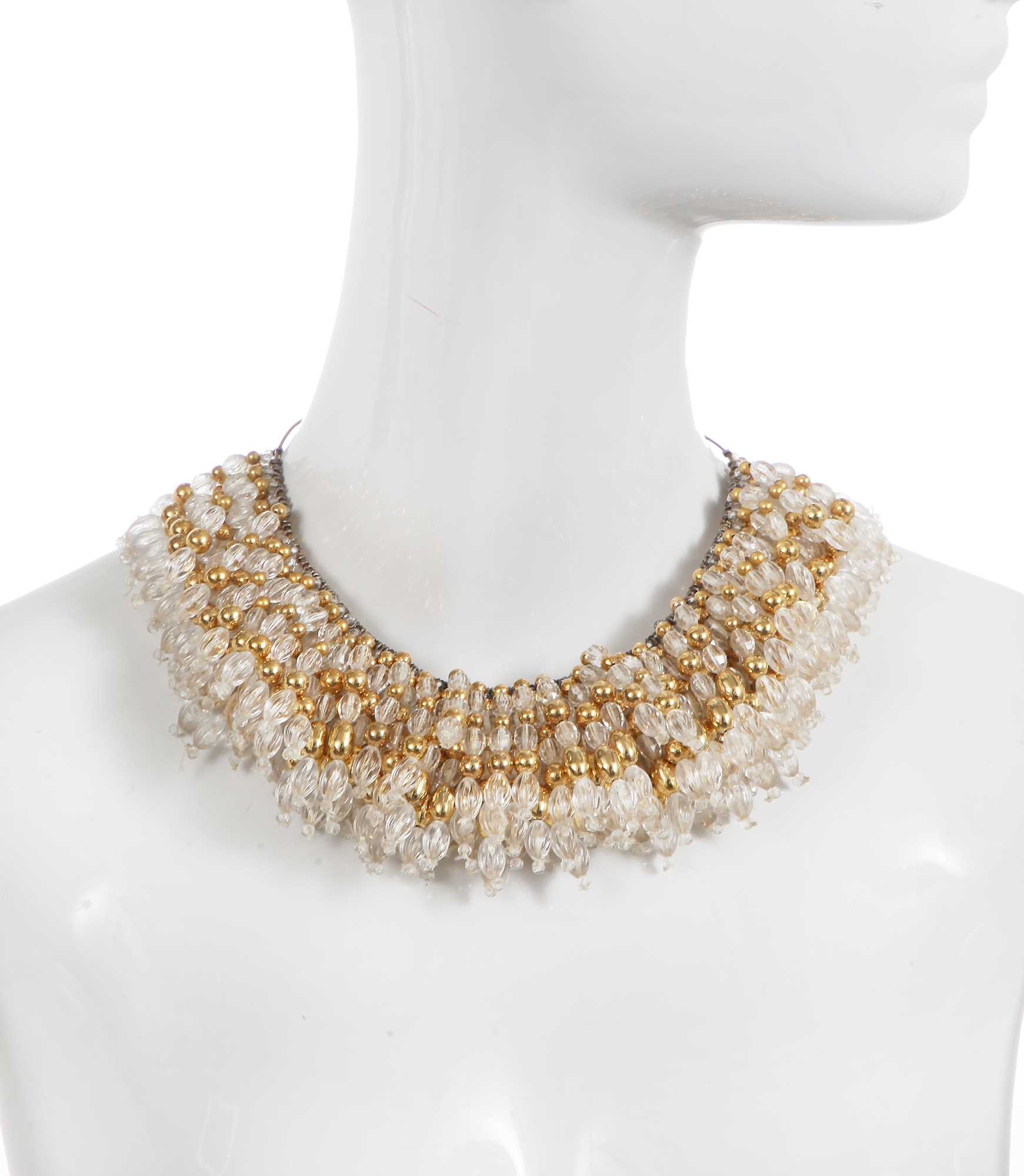 Lot 77 - A Madame Grès bead-fringed necklace, 1960s