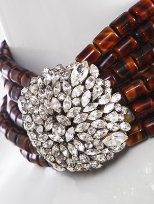 Lot 83 - A Madame Grès faux-tortoiseshell and rhinestone choker necklace, 1970s-80s