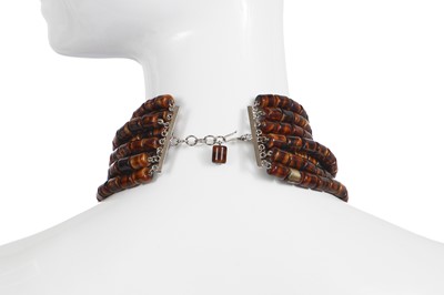 Lot 83 - A Madame Grès faux-tortoiseshell and rhinestone choker necklace, 1970s-80s