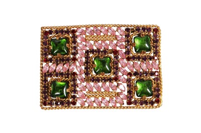 Lot 86 - A Madame Grès gilt and pate de verre belt buckle, 1970s