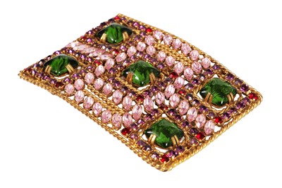 Lot 86 - A Madame Grès gilt and pate de verre belt buckle, 1970s