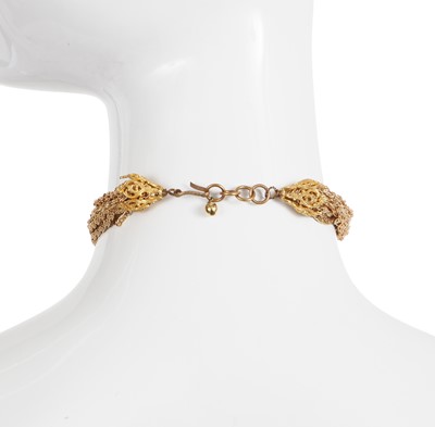 Lot 89 - A Madame Grès gilt chain and pate de verre choker necklace, 1970s-80s