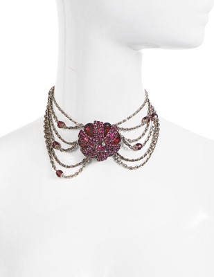 Lot 90 - A Madame Grès chain and pate de verre choker necklace, 1970s-80s