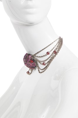 Lot 90 - A Madame Grès chain and pate de verre choker necklace, 1970s-80s
