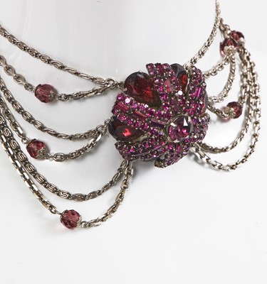 Lot 90 - A Madame Grès chain and pate de verre choker necklace, 1970s-80s