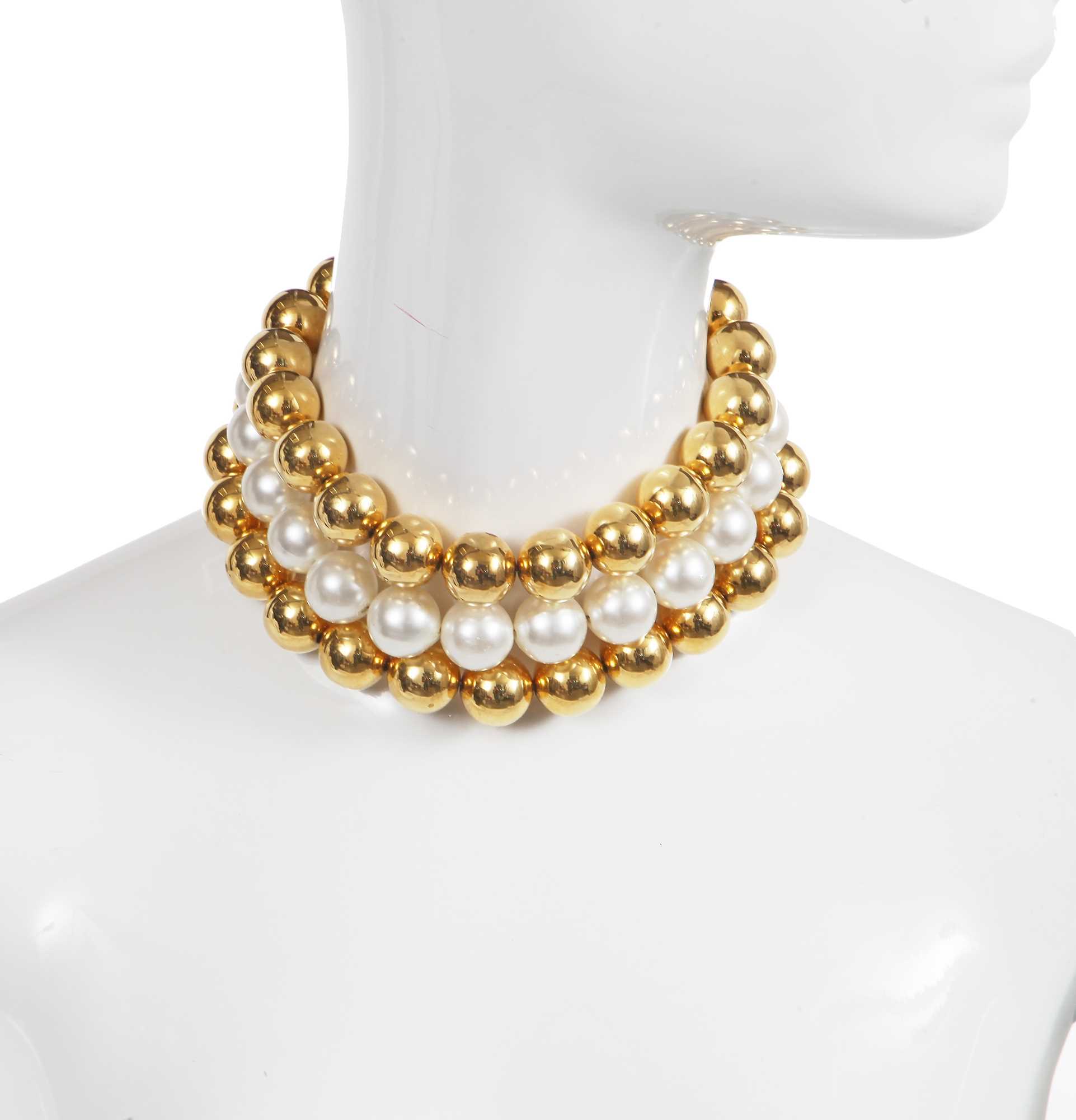 Lot 91 - A Madame Grès bauble choker and two bracelets, 1970s-80s